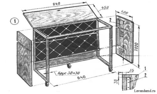 Самодельная кровать раскладушка в тумбочке Самодельная кровать раскладушка в тумбочке