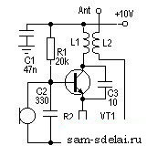 Самодельный жучок на одном транзисторе